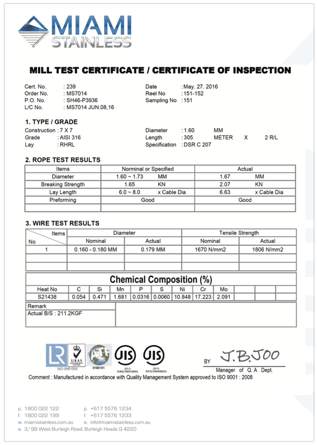Mill Certificate Request Mill Certificate Request